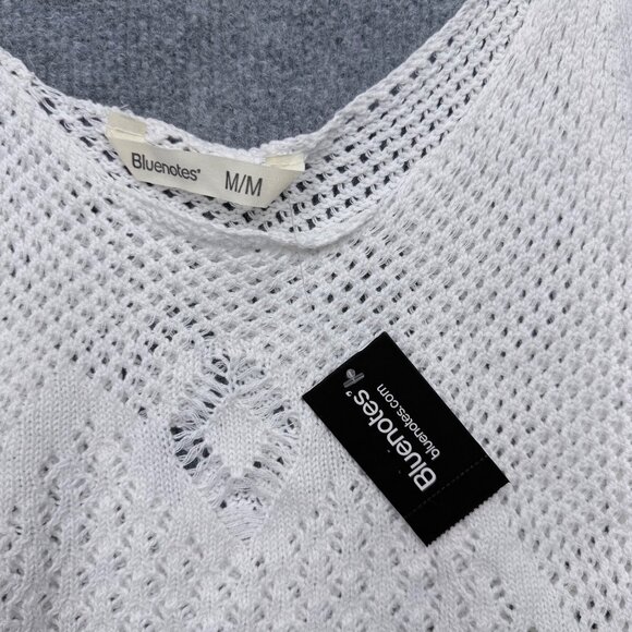 Bluenotes Open Knit Crochet Tank Top Y2K Boho Festival Cream Womens M NEW - Picture 7 of 10